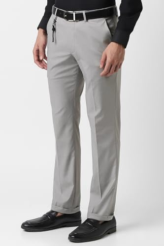 Van Heusen Men Grey Textured Trousers