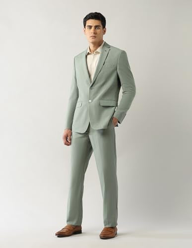 Arrow Men's Polyester Business Suit Pants Set (ARAJSU5568_Green