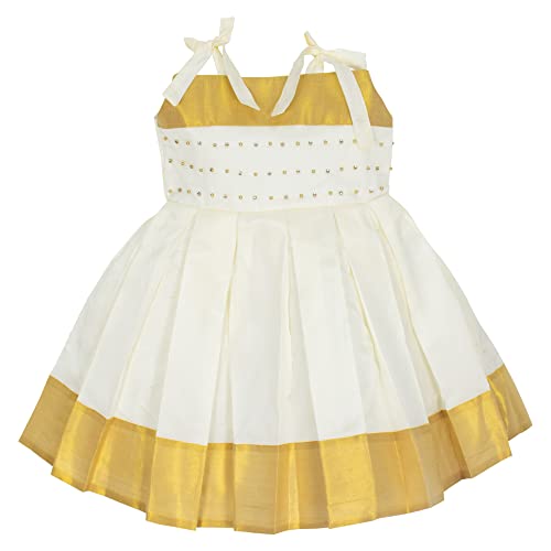 AMIRTHA FASHION Baby Girls Cotton Blend Readymade lehenga choli(KManiF18_12-24 Months_Off-White)