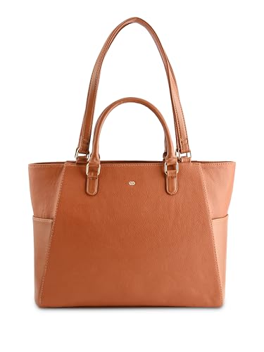 Symbol Premium Women's Tote Hand Bag crafted from Imported PU | Stylish | Office Use - 15" Laptop (SP-SS25-CARL-BAG-11_Tan_Free Size)