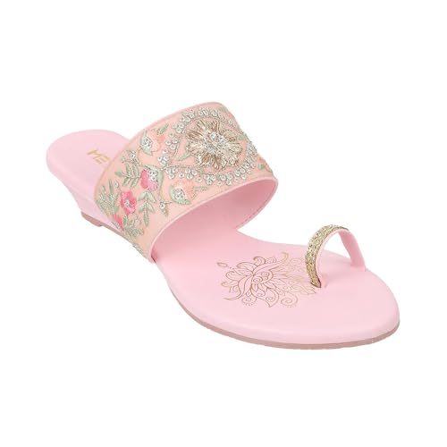 Metro Women Pink Ethnic Wedge Heel Sandal UK/3 EU/36 (32-581)
