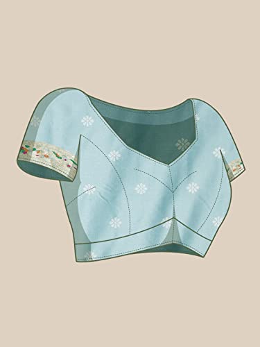 Pandadi Saree Women's Paithani Paithani Silk Saree With Blouse Piece (371PS7_Sky Blue)