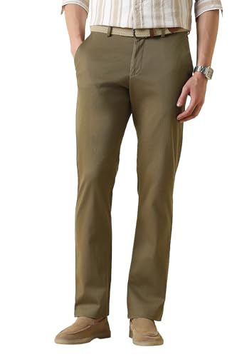 Men Khaki Textured Casual Trousers
