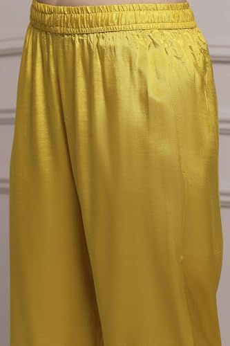 Biba Women Lime Cotton Blend Straight Yarndyed Suit Set_46