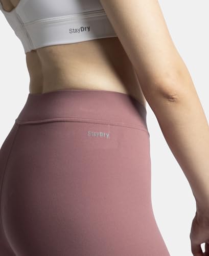 Jockey MW20 Women's Microfiber Elastane Stretch Performance Leggings with Elasticated Waistband_Wild Ginger_L Red
