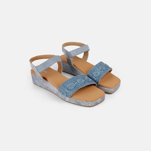 Mochi Women's Blue Back Strap closure Casual - Sandals with Flat sole UK/7 EU/40(33-1255)