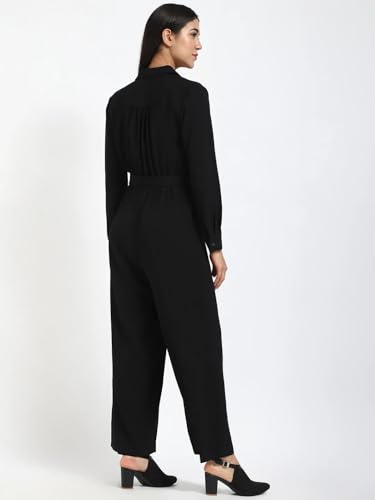 Regular Fit Solid Black Jumpsuit