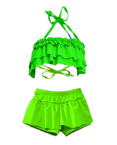HIBA CREATIONS Baby Girl Kids Swimming Costume Bikini with Panty Skirt in Green Color 0-6 Months