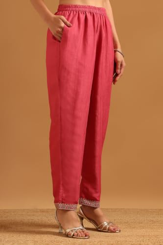 Soch Womens Onion Pink Vichitra Embroidered Embellished Zari Embroidery Salwar Suit