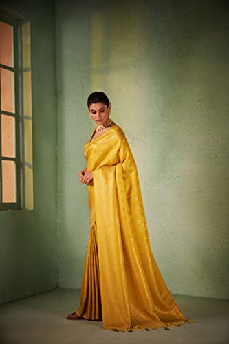 Vardha Women's Kanchipuram Art Silk Saree with Unstitched Blouse Piece - Gold Zari Woven Work Sarees for Wedding (Asya Vol.5_565)