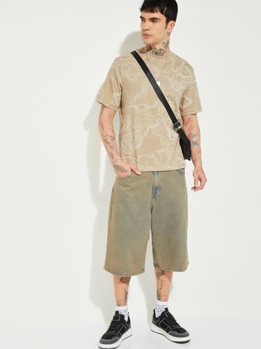 Max URB_N Men Printed T-Shirt(Beige_XXL)