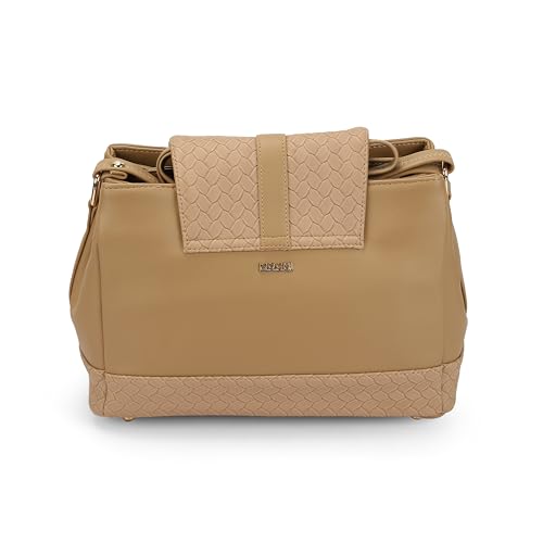 Mochi Women's Beige Elegant Shoulder Bag with Buckle Strap(66-711)