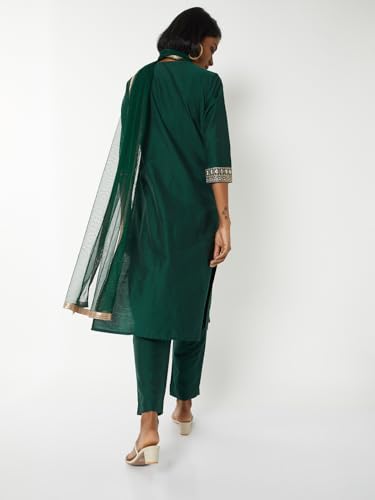 Max Women Embroidered Staright Kurta Set (Green_XXL)