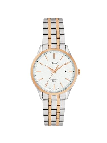 ALBA Stainless Steel Women Analog Wristwatch Ah7Br6X1, White Dial, Silver Band
