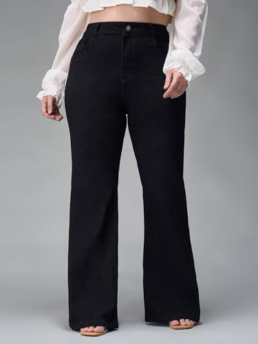 Miss Chase A+ Women's Bootcut High Rise Regular Stretchable Denim Jeans (APAW24DEN86-81-62-40, Black, 40)