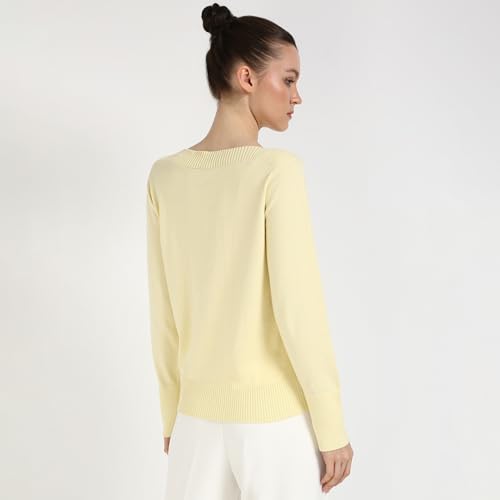 Womens Yellow Solid Sweater