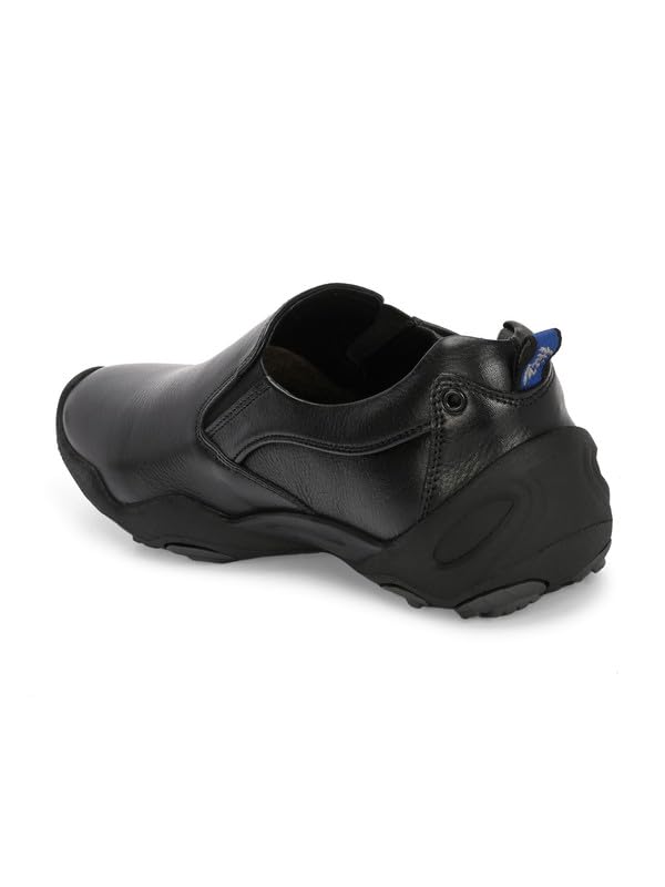 HITZ Men's Black Leather Casual Slip On Comfort Shoes