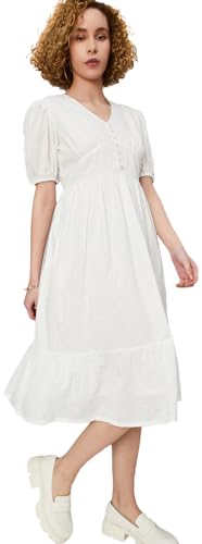 Max Women Schifilli Midi Dress, Off White, L