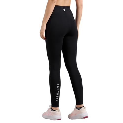 Skechers Women Basic Cotton Branded Black Leggings