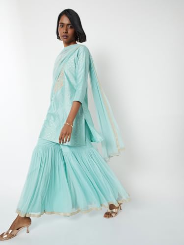 Max Women's Polyester Blend Kurta Set (CTKST54125_Blue