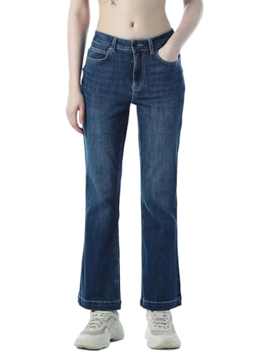 ONLY Women's Solid Flared Mid-Rise Blue Jeans