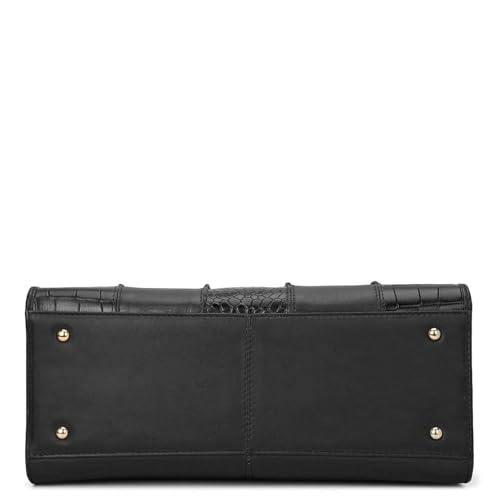 Da Milano Leather Satchel Bag for Women - Black (01742OL)