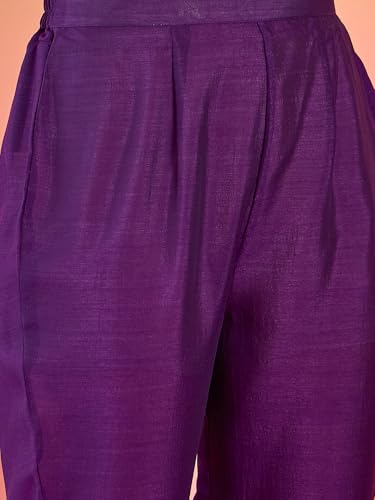 Varanga Women Kurta With Zari Embroidered Yoke And Border, Paired With Solid Trousers And A Matching Bordered Dupatta.