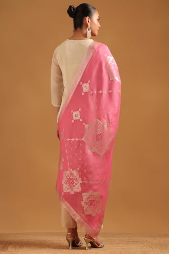 Soch Womens Beige Viscose Blend Floral Salwar Suit With Zari Embroidery and Cutdana