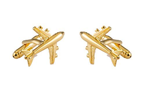 Knighthood Golden Jet Aircraft Cufflinks for Men