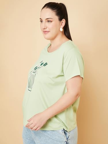 Max Women Printed T-Shirt (Green_4XL)