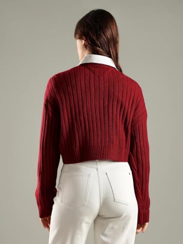 Tommy Hilfiger Regular Fit Polyester V-Neck Pullovers Sweater