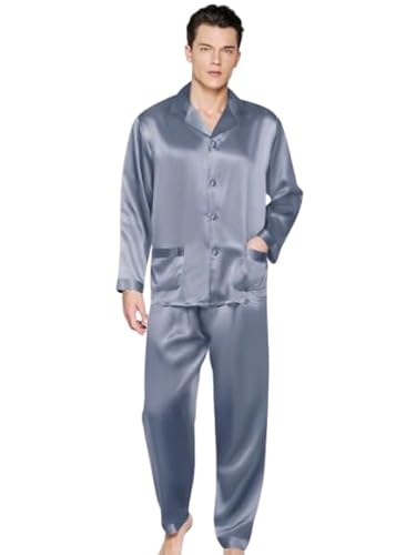 bellababebysk Premium Satin Night Suit for Men (Ice Blue) XXXX-L