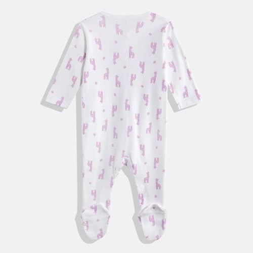 Mothercare Girls Printed Full Sleeves Sleepsuit - White