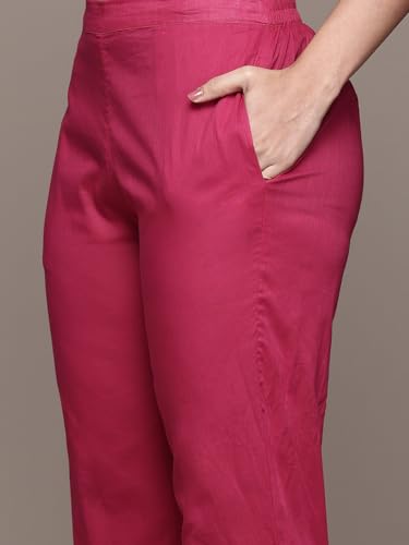 Aarke Ritu Kumar Fushia Trail Blossom Full Sleeve Kurta With Pant And Dupatta