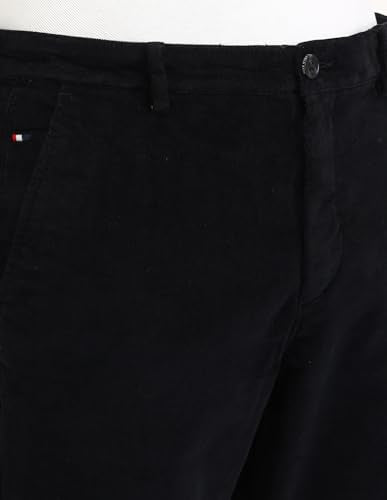 U.S. POLO ASSN. Mens Solid Black Mid Rise Cotton Button Classic Flat Front Slant Pocket Casual Pants (USTRO1785S_Black_)