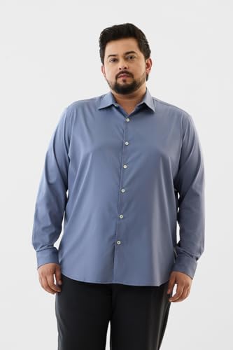 SNITCH Men Casual Blue Shirt | Regular Fit Full Sleeve Point Collar Solid Design | Premium Polyester Blend & Wrinkle-Resistant Fabric for Office & Everyday Wear