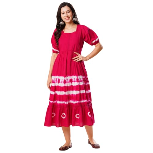 Globus Women Ethnic Dresses (3641639001_Pink_S), Midi, A-Line