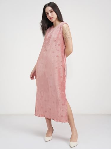 Tokyo Talkies Women's Polyester Midi Dress (TTJ6012623_Peach