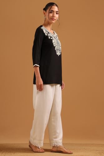 Soch Womens Black Viscose Kashmiri Embroidered Tunic