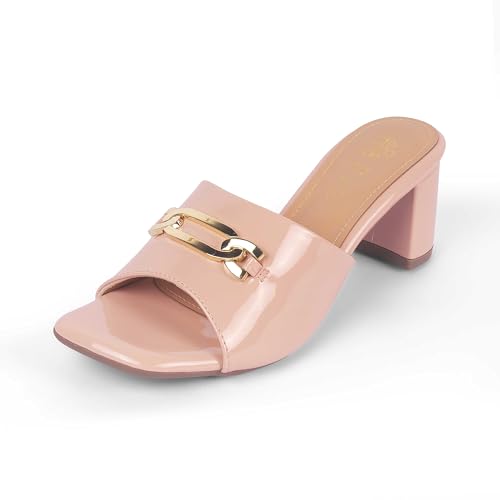 tresmode ADARE Women's Block Heel Sandals Footwear Pink, 3 UK / 36 EU - Open Square Toe Soft Comfortable Casual Formal Office Fancy Shoe Wear