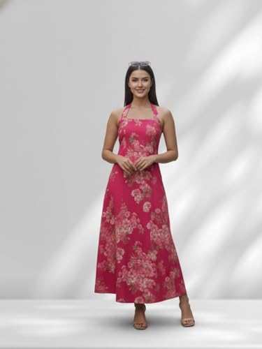 Varanga Women Trendy Cotton Maxi Dress Magenta