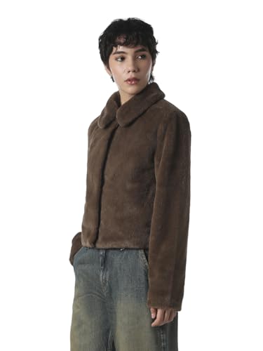 ONLY Women's Solid Regular Fit Brown Jacket
