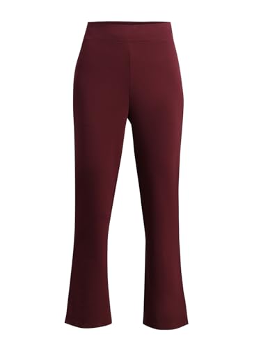 VERO MODA Women's Slim Fit High-Rise Maroon Pants