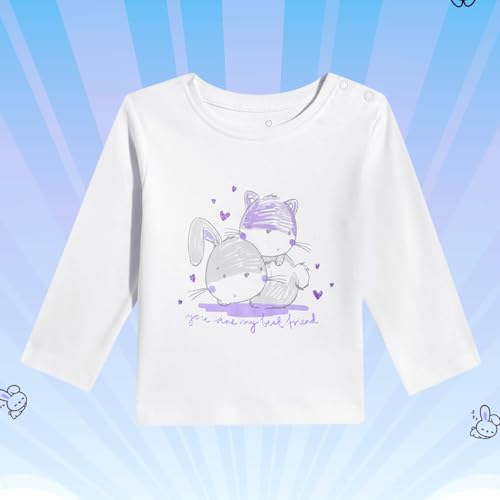 Mothercare Girls Cuddle Bunny Printed Full Sleeve T-Shirt | Soft Cotton Blend Baby Top for Infants & Newborns | Adorable White Bunny Print