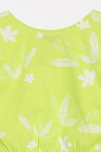 Girls Green Printed Casual Top and Shorts