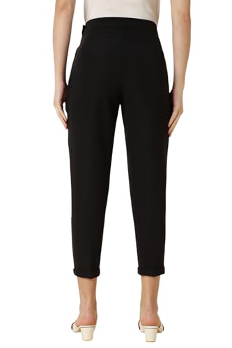 Allen Solly Women Black Regular Fit Solid Formal Trousers