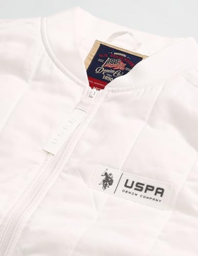 U.S. Polo Assn. Denim Co. Men's White Solid Collar Neck Sleeveless Casual Polyester Regular Fit Jacket (UDJCK1388_White_L)