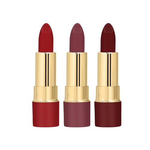 Colors Queen Lippie Pack of 3 Matte Lipsticks for Women Enriched with Jojoba Oil & Vitamin E | Lightweight & Long Lasting | Creamy Smooth Texture, Nourishing Formula | One Swipe Application (Combo - 01, 15g)