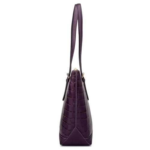 Da Milano Leather Purple Tote Bag for Women (0388OL)