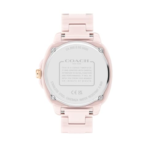 Coach Kitt Qtz Basic Blush Tonneau Dial Women's Watch|Blush Ceramic Material|Blush Ceramic Color Band - 14504408